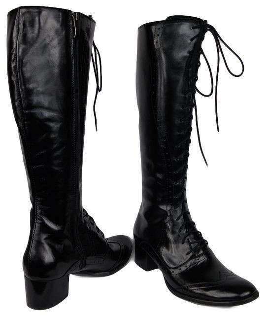 Damenschuhe Schnürstiefel, Naturleder, Schwarz Lack 595 ElitaBut