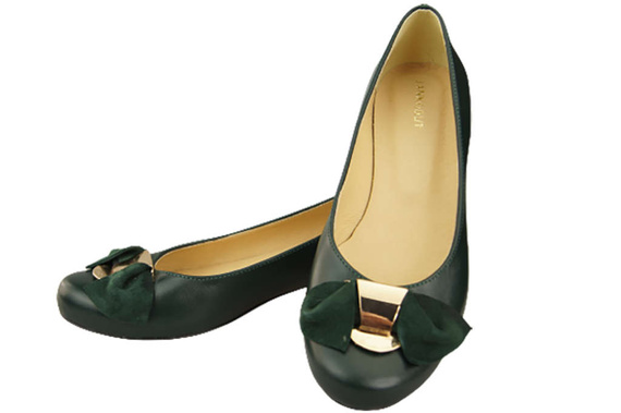 Damen-Ballerinas, Naturleder, Malachit 894 ElitaBut