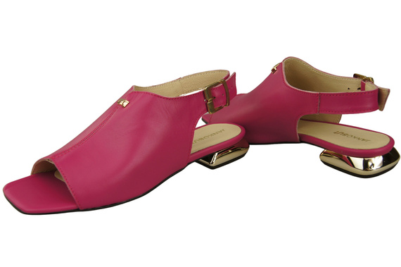 Bequeme Frauenschuhe Sandalen Purpurfarbig Flacher Goldabsatz Naturleder 207 ElitaBut