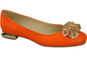 Damen Orange Pumps mit Kristallen flach Naturleder 216 ElitaBut
