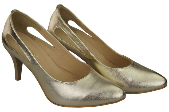 Damenschuhe Goldene Pumps, Naturleder 166 ElitaBut