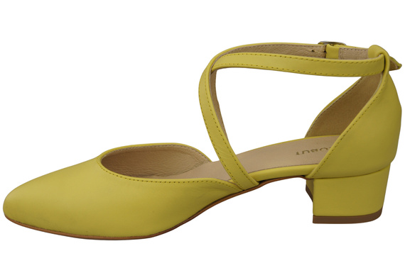 Damen Sandalen Echtleder Zitrone mit Riemen Niedriger Absatz 223 ElitaBut