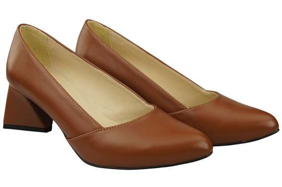 Damen Pumps Braun Echtleder Spitz Zehen Absatz ElitaBut 221