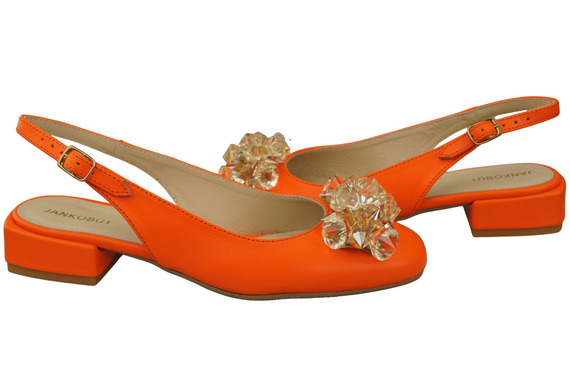 Damen Schuhe Orange Sandalen mit Kristallen Naturleder 215 ElitaBut