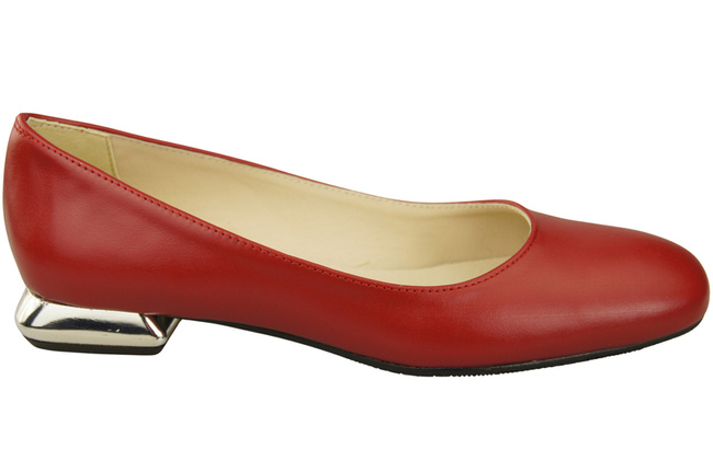 Flache Frauen Schuhe Rot Dekorative Ferse Naturleder 209 ElitaBut