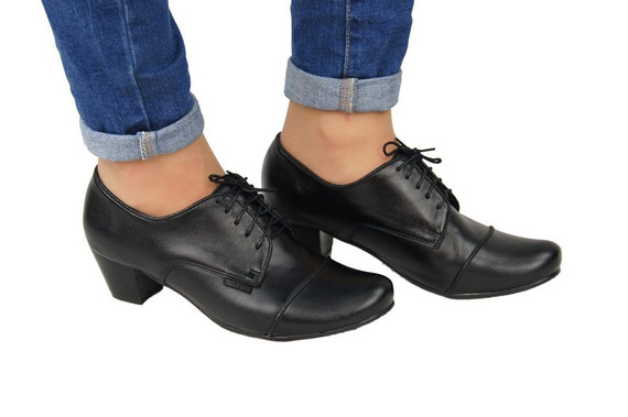 Schuhe Damenschuhe, Schnürschuhe, Naturleder, Schwarz 956 ElitaBut