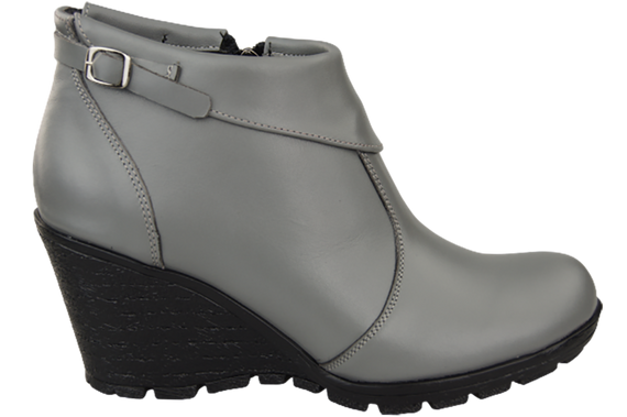 Damenschuhe Keilstiefel, Naturleder, Grau 739 ElitaBut