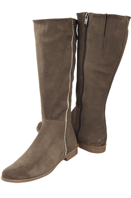 Schuhe Damenstiefel, Naturleder, Velour 153, Braun ElitaBut