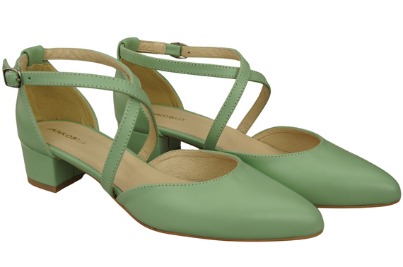 Damen Sandalen Echtleder Minze mit Riemen Niedriger Absatz 223 ElitaBut