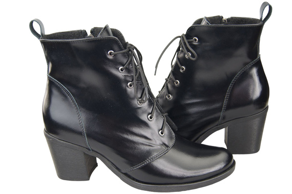 Winter-Schnürstiefel für Damen, Naturleder, Schwarz, Glänzend 188 von ElitaBut