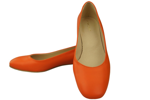 Bequeme Frauen Schuhe Orange Flats Natural Leder 204 ElitaBut
