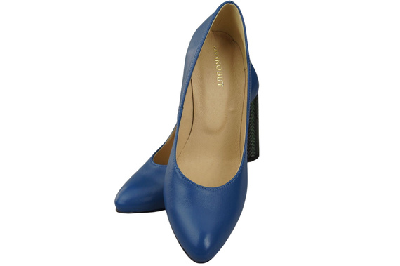 Damenschuhe Pumps Blau Naturleder Bunter dekorativer Absatz 194 ElitaBut