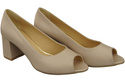 Damenschuhe PEEP TOE Cappuccino-Pumps Helles Naturleder mit beschichtetem Absatz 192 ElitaBut