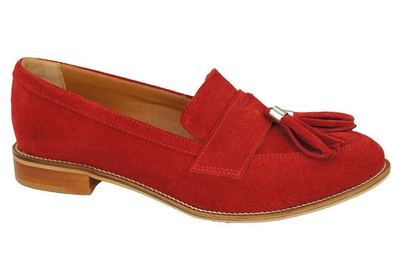 Schuhe Damen Mokassins Naturveloursleder Rot 134 ElitaBut