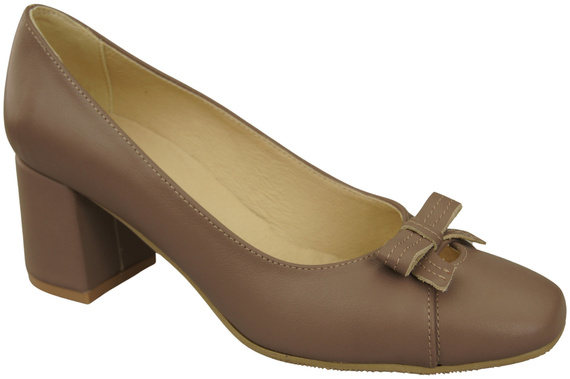 Damen Pumps mit Schleife Cappuccino Dunkel Naturleder und niedrigem Absatz 203 ElitaBut