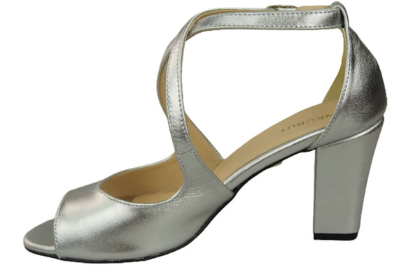 Damenschuhe Silberne Sandalen, Naturleder 186 ElitaBut