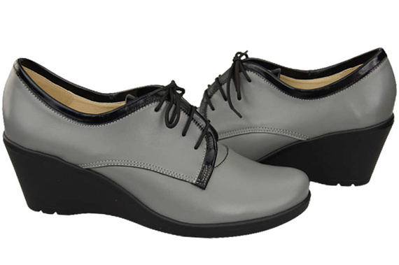 Damenschuhe mit Keilabsatz, Naturleder, Grau 181 ElitaBut