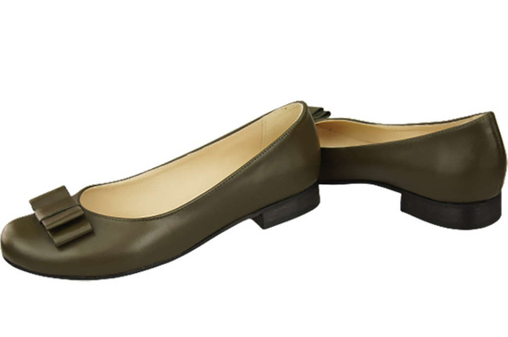 Ballerinas für Damen, Naturleder, Oliv 702 ElitaBut