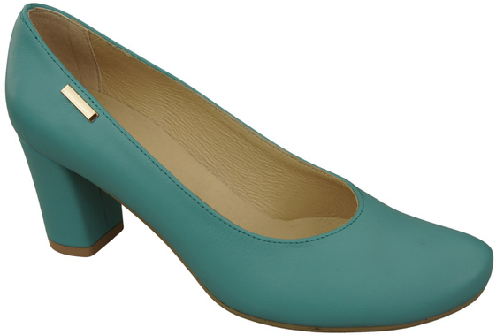 Klassische Damen Türkis Leder Mandel Nase Pumps 201 ElitaBut