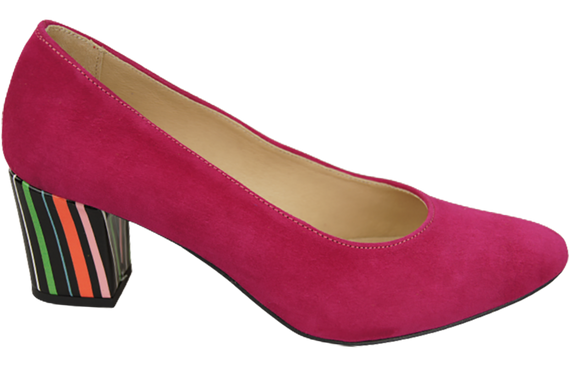 Damenschuhe Pumps Fuchsia Natürliches Wildleder Dekorativer Absatz 158 von ElitaBut