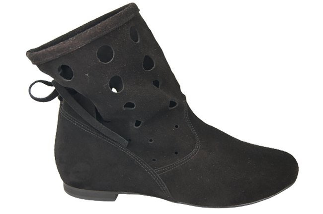 Schuhe Damen-Stiefeletten, natürliches Veloursleder, Schwarz 160 ElitaBut