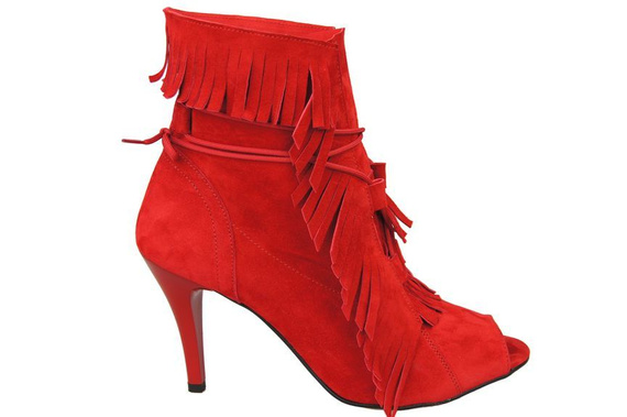 Damenschuhe Peep-Toe-Stiefeletten, natürliches Wildleder, Rot 964 ElitaBut