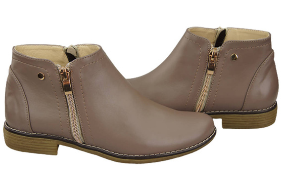 Frühlingsstiefel für Damenschuhe, Naturleder, Cappuccino Dark 872 ElitaBut