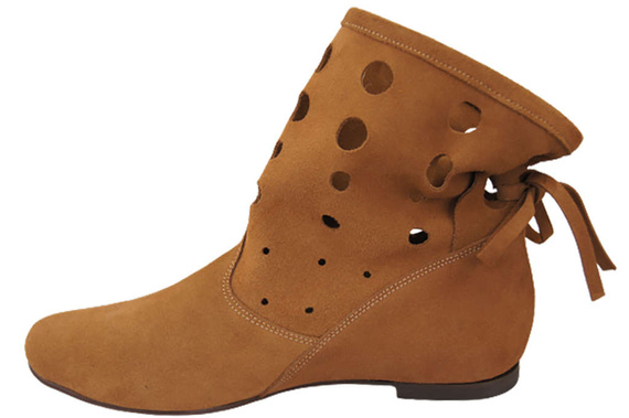 Schuhe Damen-Stiefeletten, natürliches Veloursleder, Karamell 160 ElitaBut