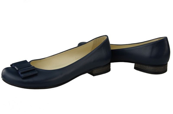 Damen-Ballerinas, Naturleder, Marineblau 702 ElitaBut