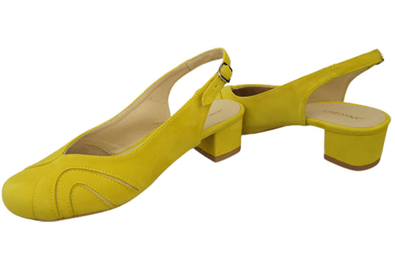 Damenschuhe Sandalen, Naturleder, Wildleder, Zitrone, 842 von ElitaBut