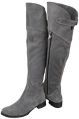 Schuhe Damenstiefel Stiefel Overknee-Stiefel, Naturleder, Velours, Grau 154 ElitaBut