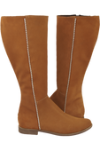 Schuhe Damenstiefel, Naturleder, Velour 153 Caramel ElitaBut