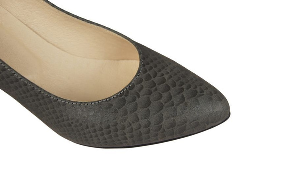 Damenschuhe Pumps, Naturleder, Schuppenmotiv, Grau 927 ElitaBut