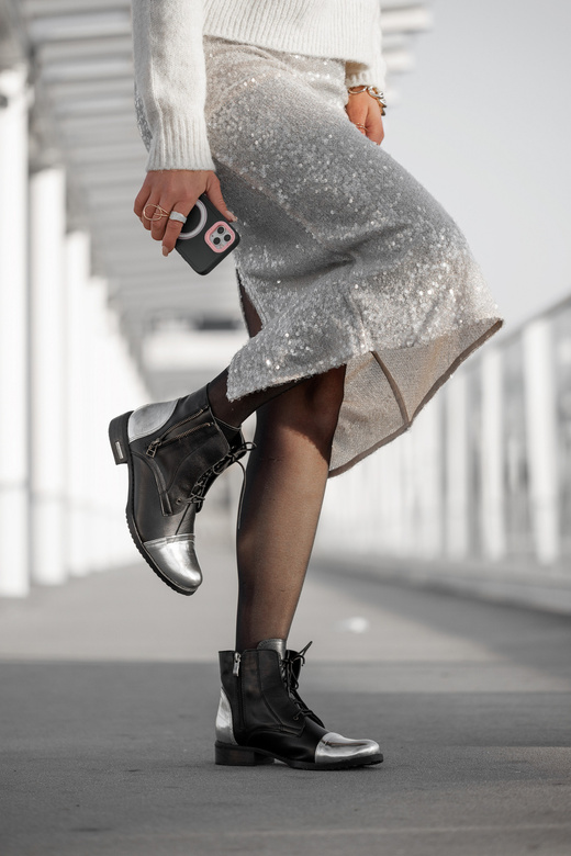 Damenstiefel Frühling/Sommer, Naturleder, Black Gold, 820 L, ElitaBut