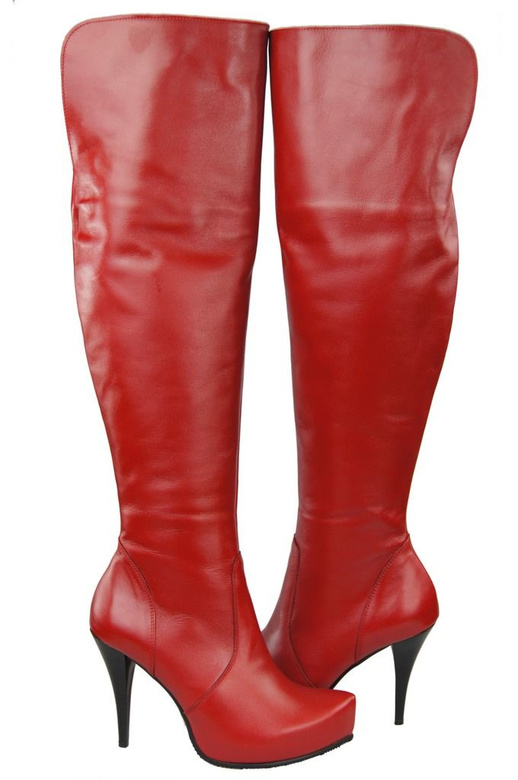 Schuhe Damenstiefel Plateauabsatz Stiletto Obermaterial Kniehoch Naturleder Rot 692 ElitaBut