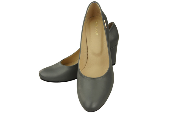 Klassische Damen Grau Leder Mandel Nase Pumps 201 ElitaBut