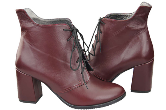 Damenschuhe Schnürstiefel Frühling/Herbst Naturleder Burgund 174 L ElitaBut
