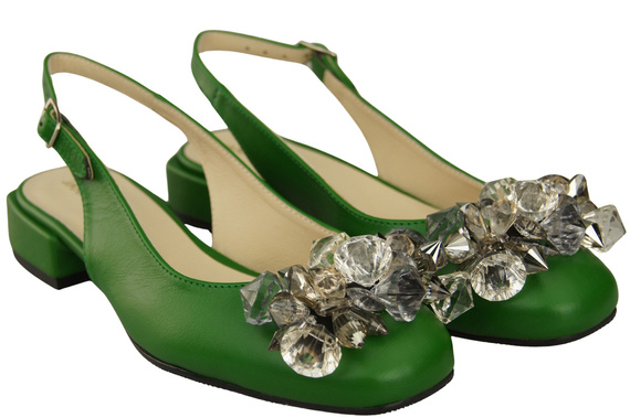 Damen Schuhe Grün Sandalen mit Kristallen Naturleder 215 ElitaBut