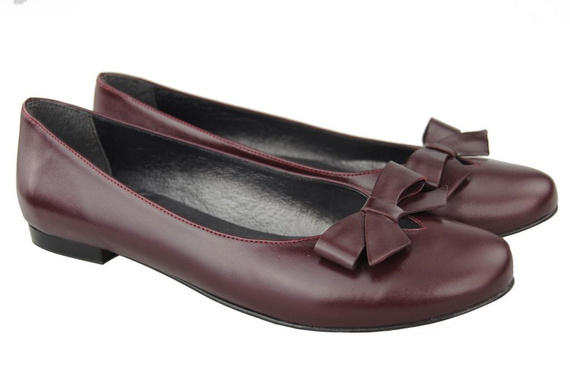Damen-Ballerinas, Burgunderrot, Naturleder 998 ElitaBut