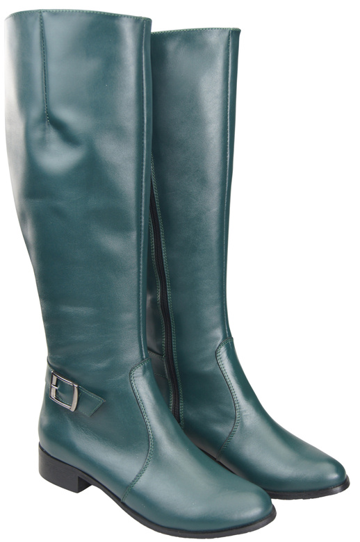 Damen-Lederstiefel Malachit Gefüttert, Offiziersstiefel, Flach 225 ElitaBut