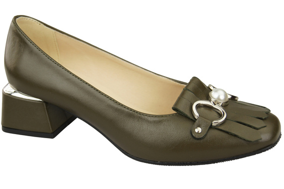 Damenschuhe Pumps mit Fransen verziert Oliv Naturleder 195 ElitaBut