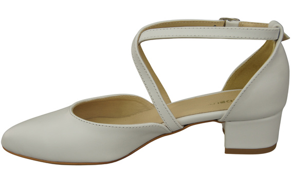 Damen Sandalen Echtleder Weiß mit Riemen Niedriger Absatz 223 ElitaBut