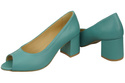 Damenschuhe PEEP TOE Türkise Pumps aus Naturleder mit beschichtetem Absatz 192 ElitaBut