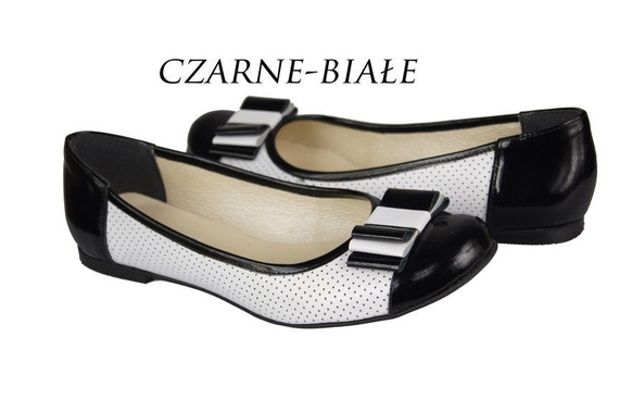 Durchbrochene Ballerinas für Damen, Naturleder, Schwarz-Weiß, 718 ElitaBut