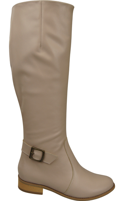 Damen-Lederstiefel Cappuccino Blass Gefüttert Offiziersstiefel, Flach 225 ElitaBut