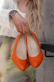 Damenschuhe Pumps Orange Naturleder Bunter Zierabsatz 194 ElitaBut