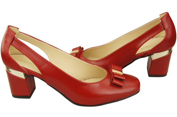 Schuhe Damen Rot Pumps aus Naturleder mit dekorativem Absatz 199 ElitaBut