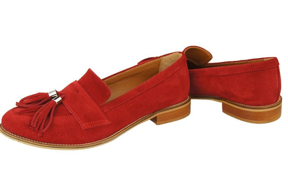 Schuhe Damen Mokassins Naturveloursleder Rot 134 ElitaBut