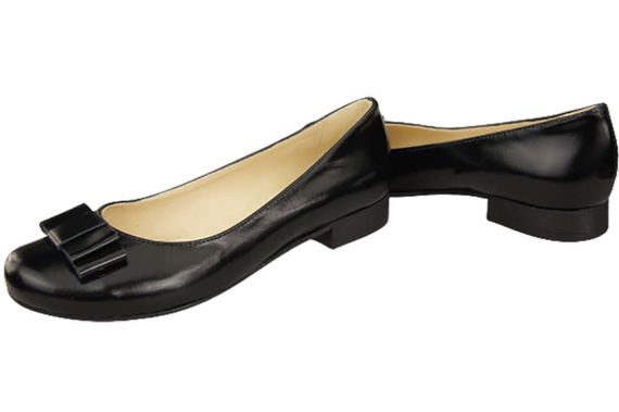 Damen Ballerinas, Naturleder, Schwarz, Glänzend 702 ElitaBut