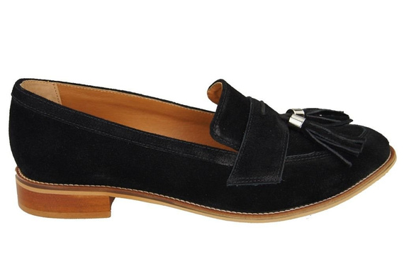 Schuhe Damen Mokassins Naturveloursleder Schwarz 134 ElitaBut